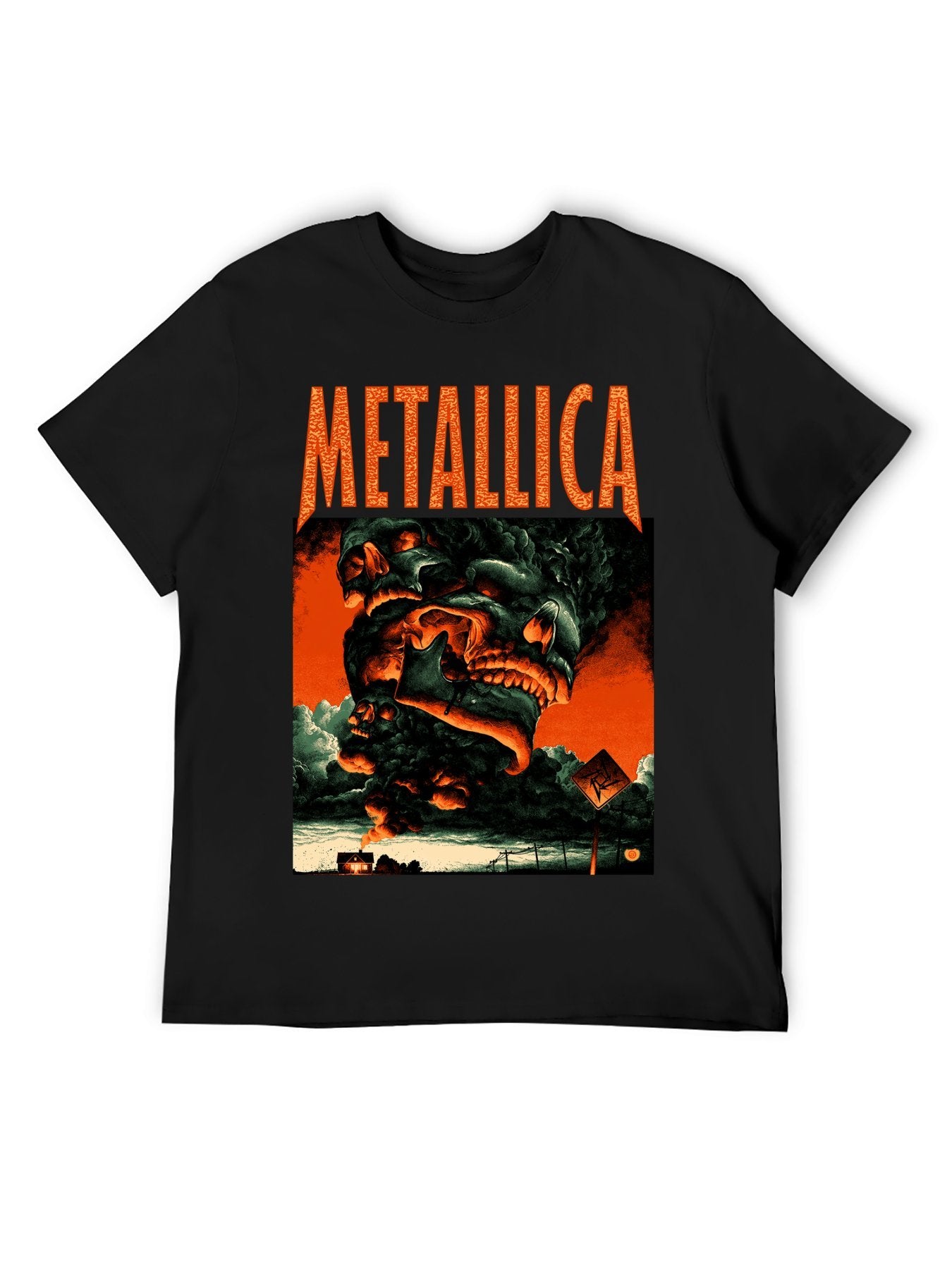 Metallica Fiery Skull Cloud Graphic T-Shirt