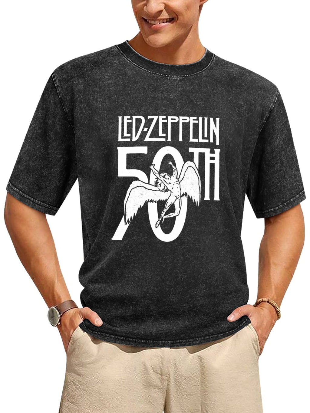 Led Zeppelin 50th Anniversary Winged Angel Graphic T-Shirt