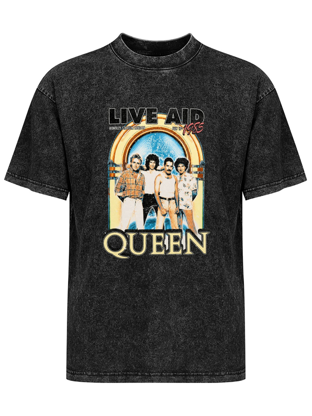 Queen Live Aid 1985 Wembley Band Portrait Graphic T-Shirt