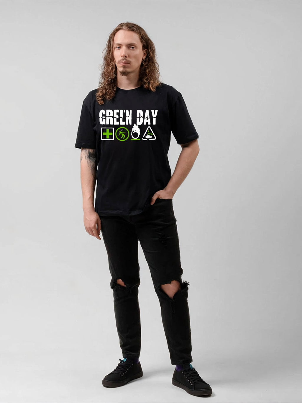 Green Day Safety Icon Punk Graphic T-Shirt