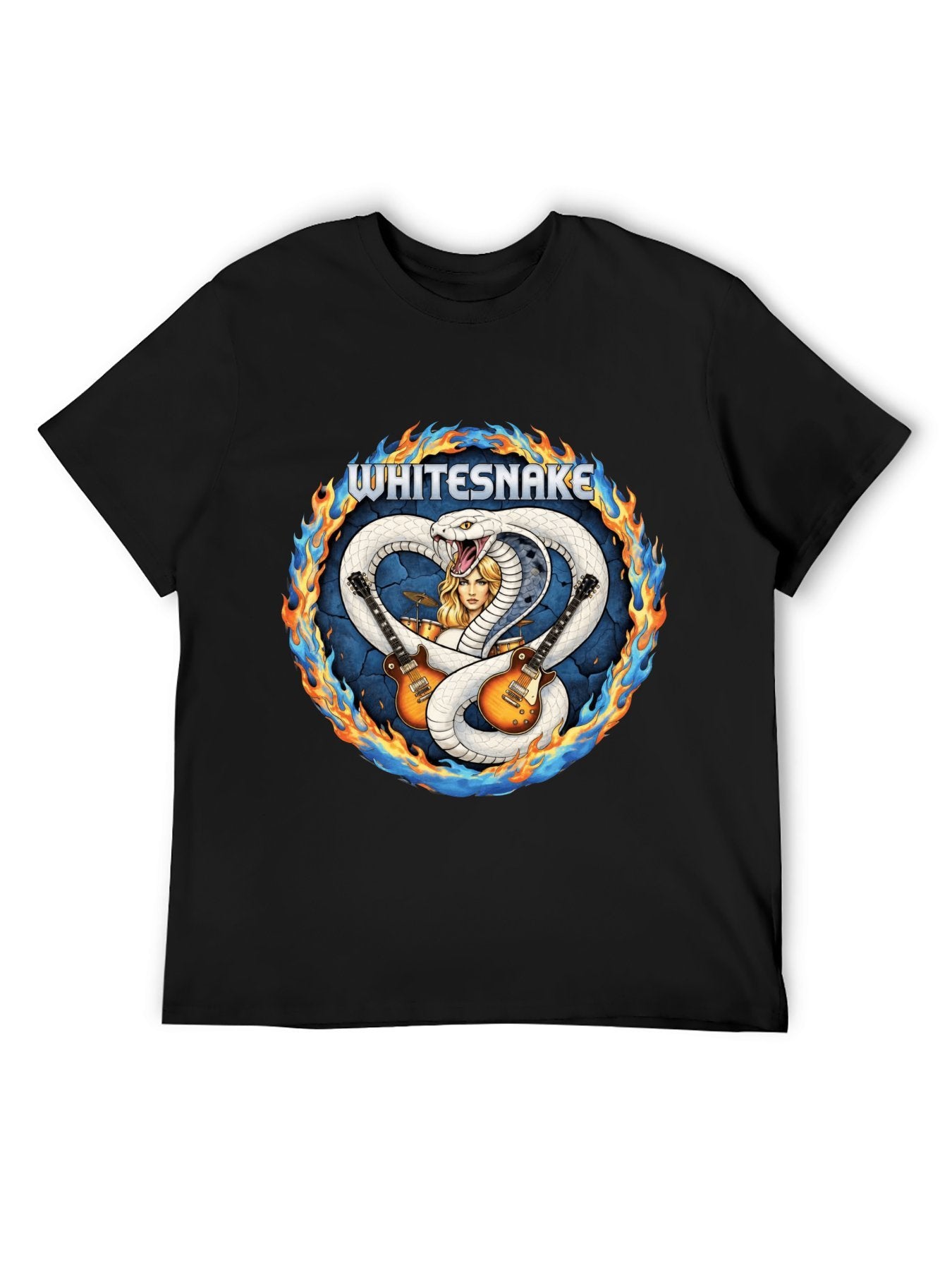 Whitesnake Cobra Guitar Flame Ring Rock T-Shirt