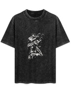 Sci-Fi Armored Soldier Washed Graphic T-Shirt