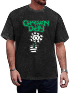 Green Day Smiling Flower Graphic T-Shirt