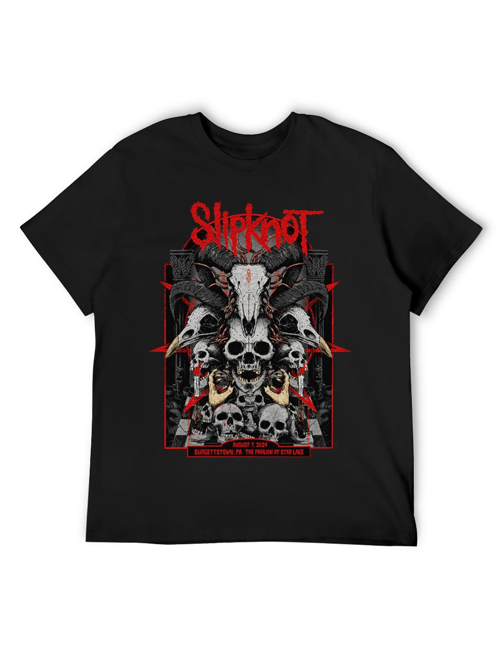 Slipknot Skull Horns Concert Poster Graphic T-Shirt
