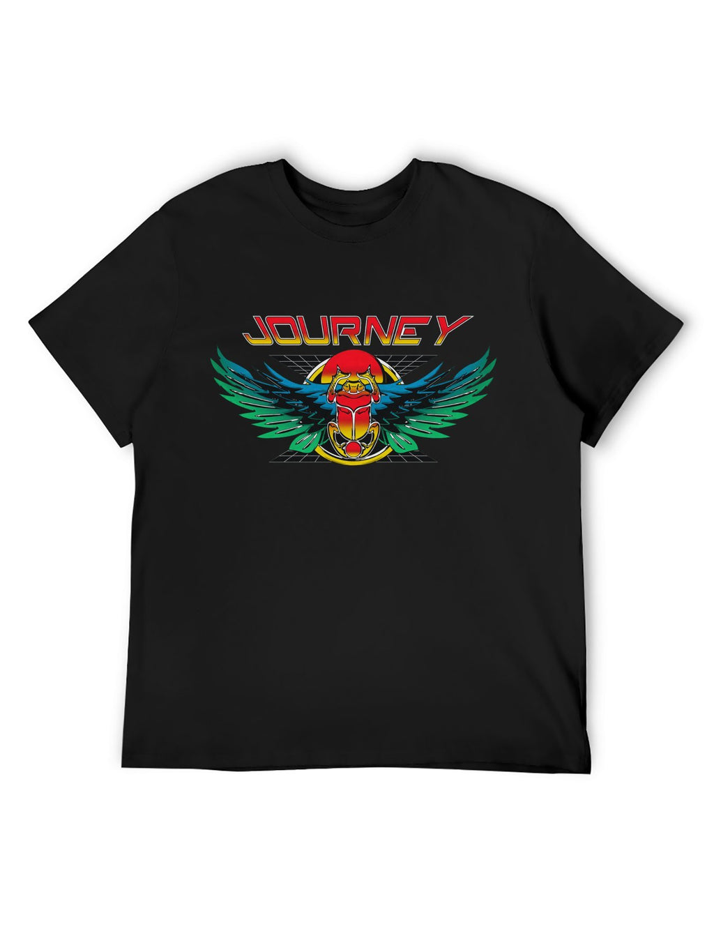 Journey Retro Scarab Wings Neon Classic Rock Graphic T-Shirt
