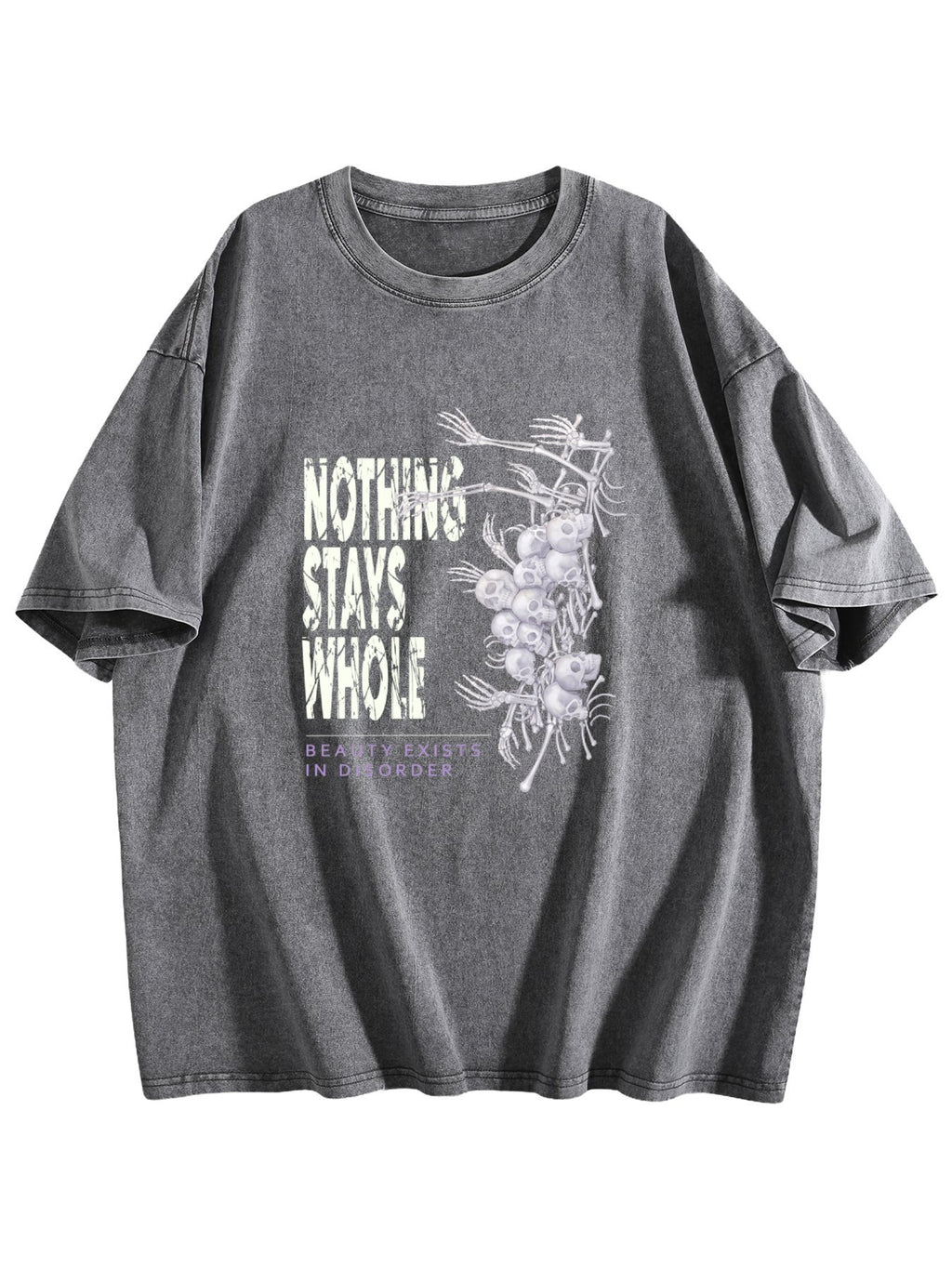 Nothing Stays Whole Skeleton Graphic Washed T-Shirt