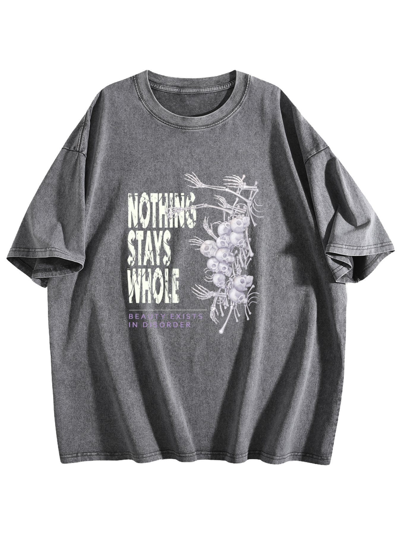 Nothing Stays Whole Skeleton Graphic Washed T-Shirt