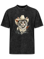 Meowdy Cowboy Cat Vintage Washed T-Shirt