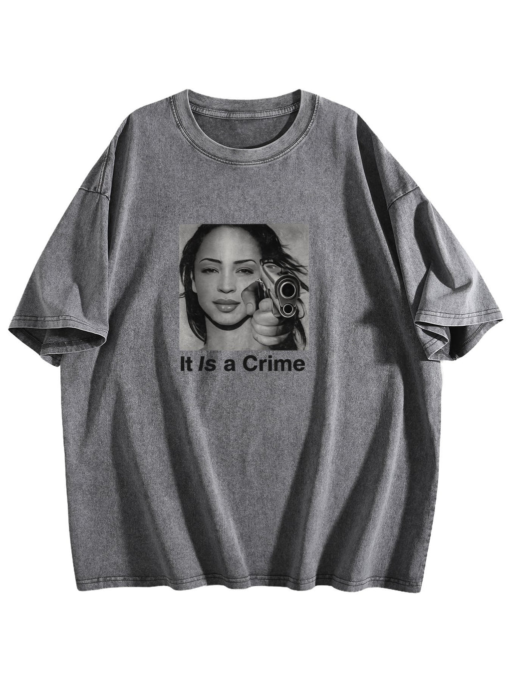 It Is a Crime Portrait Graphic Washed T-Shirt