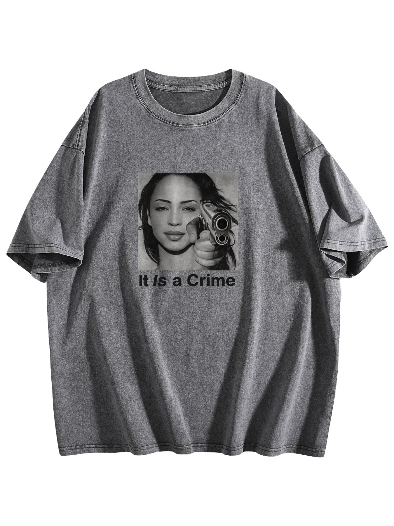 It Is a Crime Portrait Graphic Washed T-Shirt