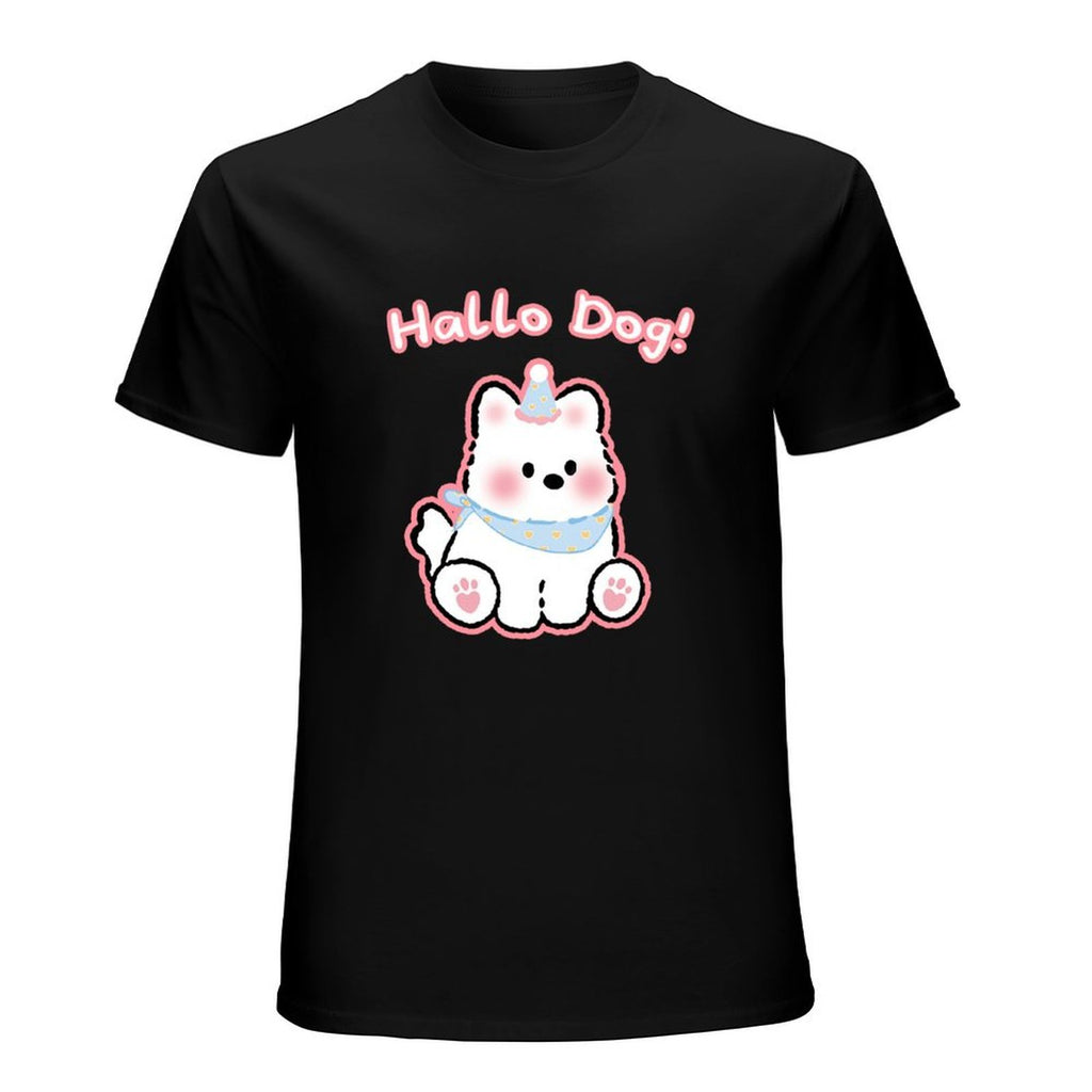 Hallo Dog Cute Graphic Black T-Shirt