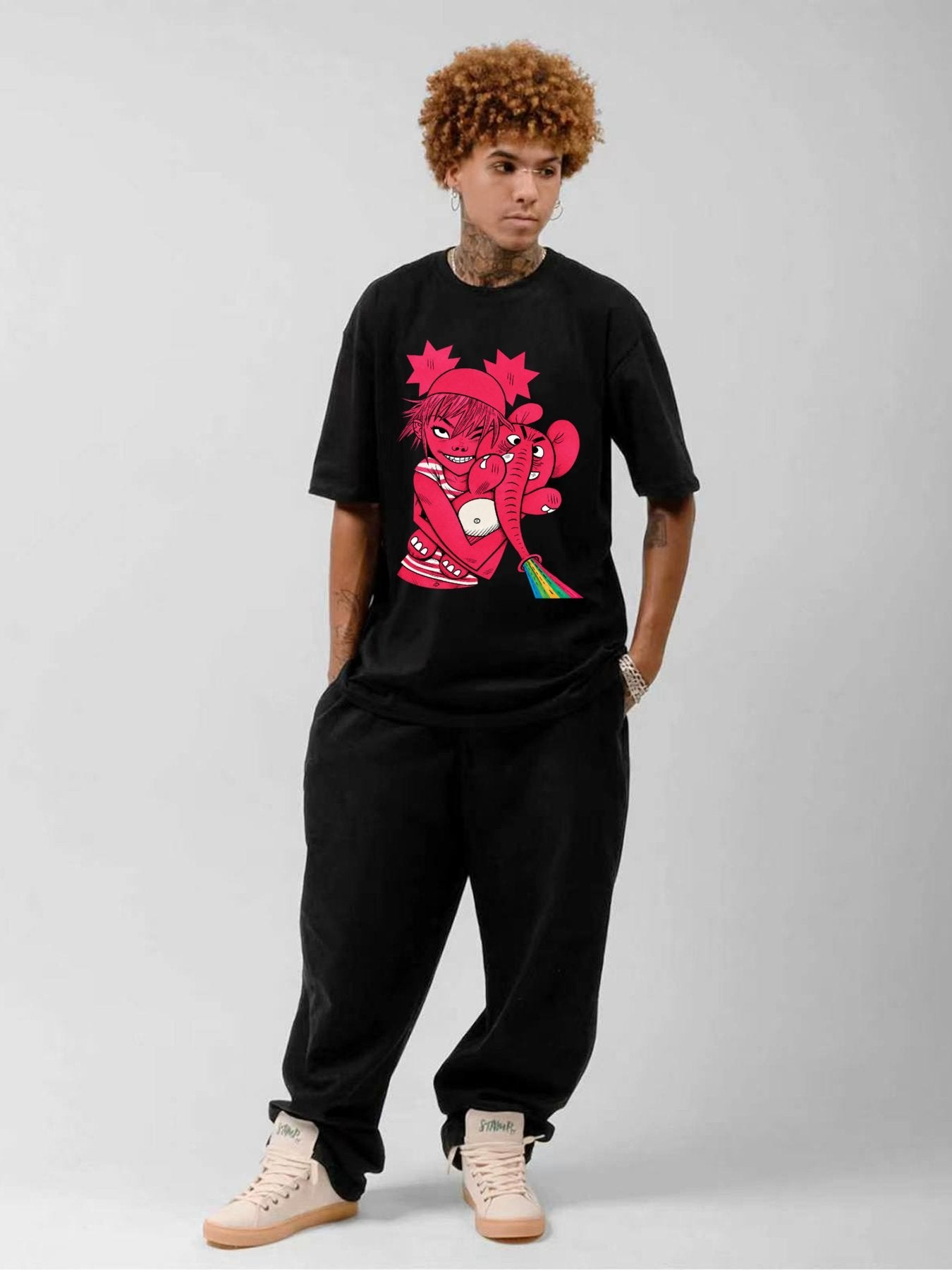 Gorillaz Pink Elephant Character Graphic T-Shirt