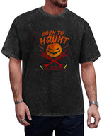 Born to Haunt Pumpkin Graphic Washed T-Shirt