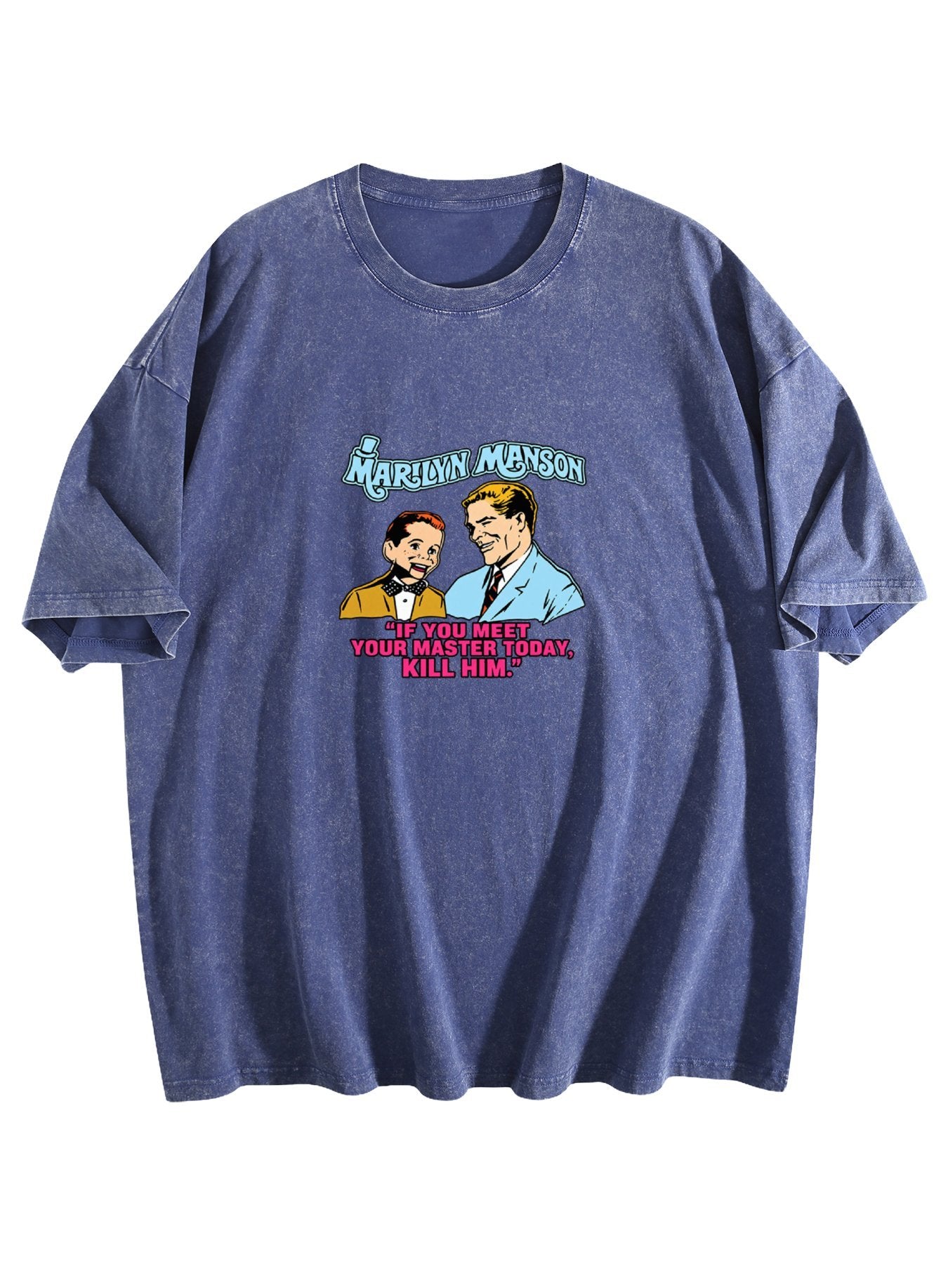 Marilyn Manson Retro Quote Graphic Washed T-Shirt