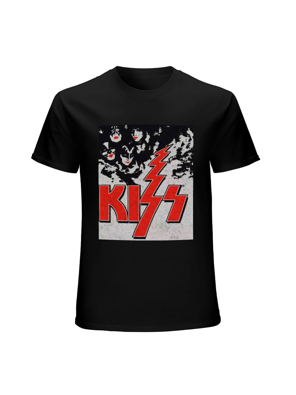 KISS Classic Faces Lightning Logo Graphic T-Shirt