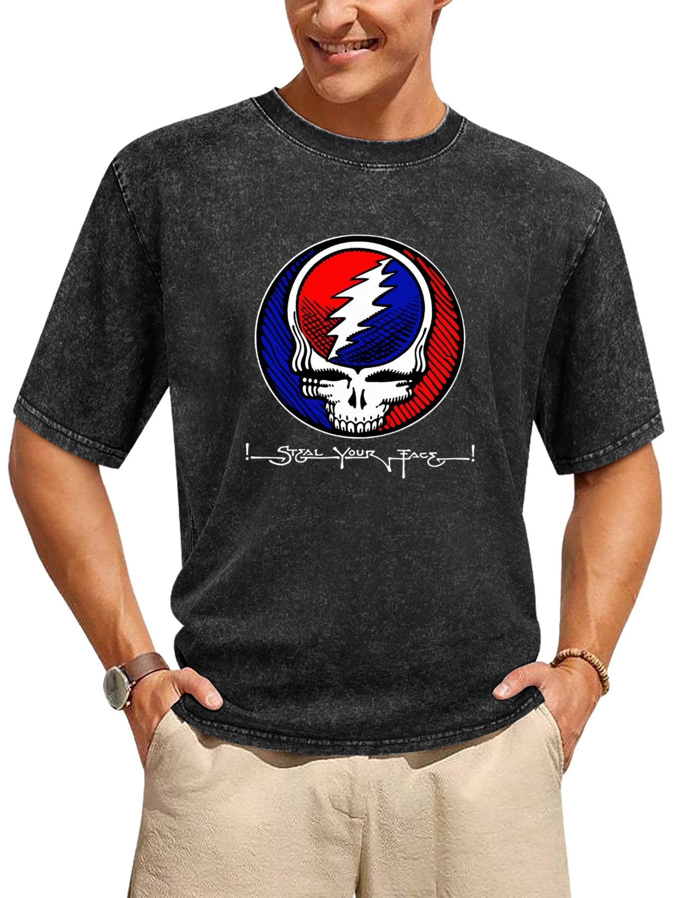 Vintage Washed Grateful Dead Steal Your Face Graphic T-Shirt Secondary image