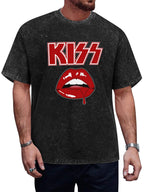 KISS Red Lips Drip Vintage Graphic T-Shirt