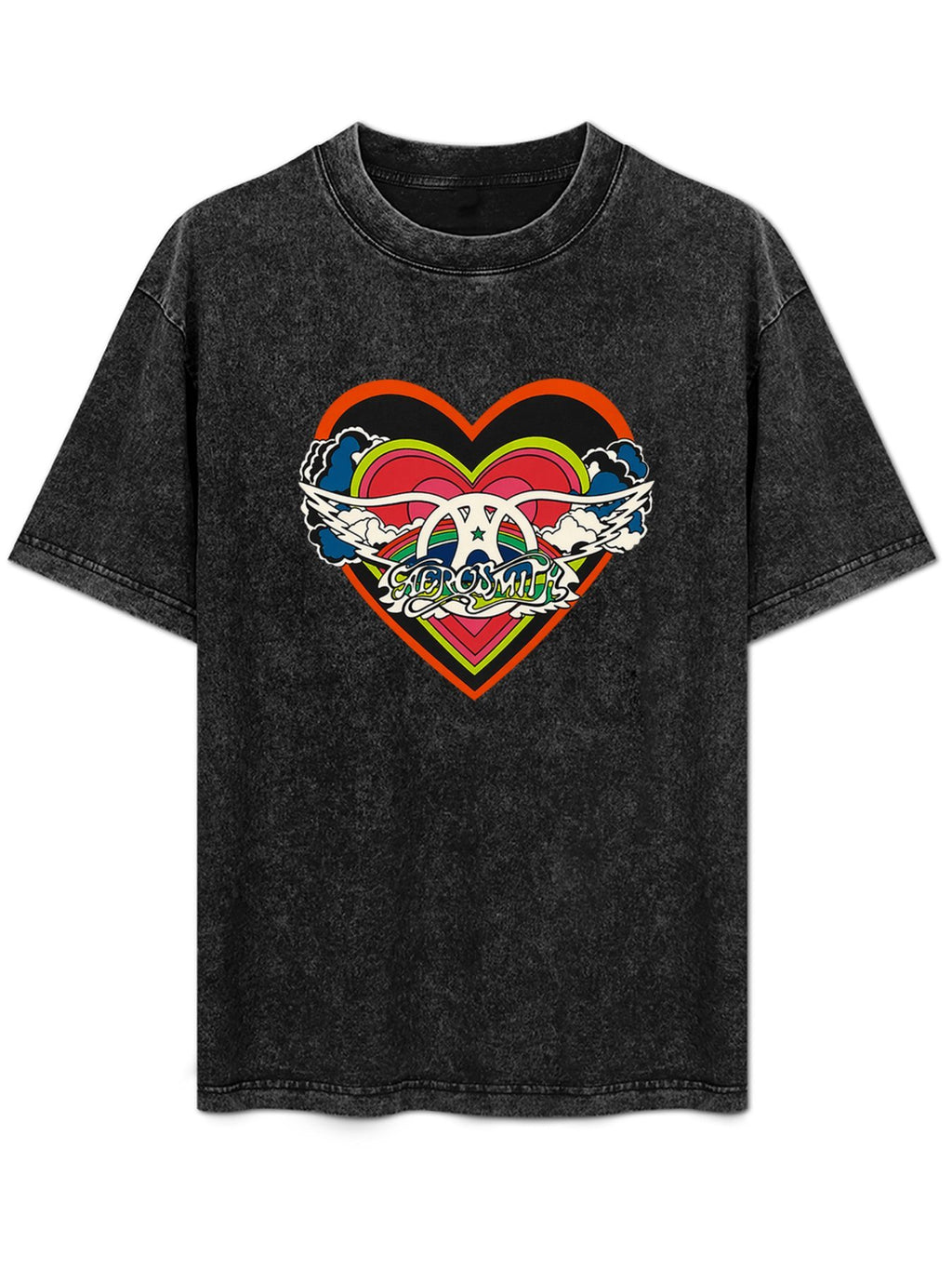 Aerosmith Colorful Heart Winged Logo Graphic T-Shirt