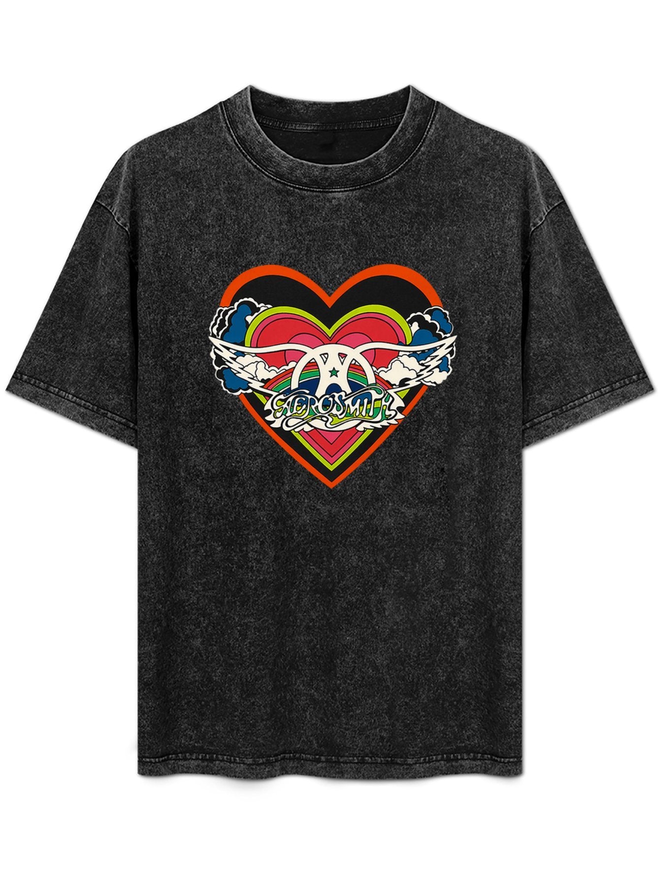 Aerosmith Colorful Heart Winged Logo Graphic T-Shirt