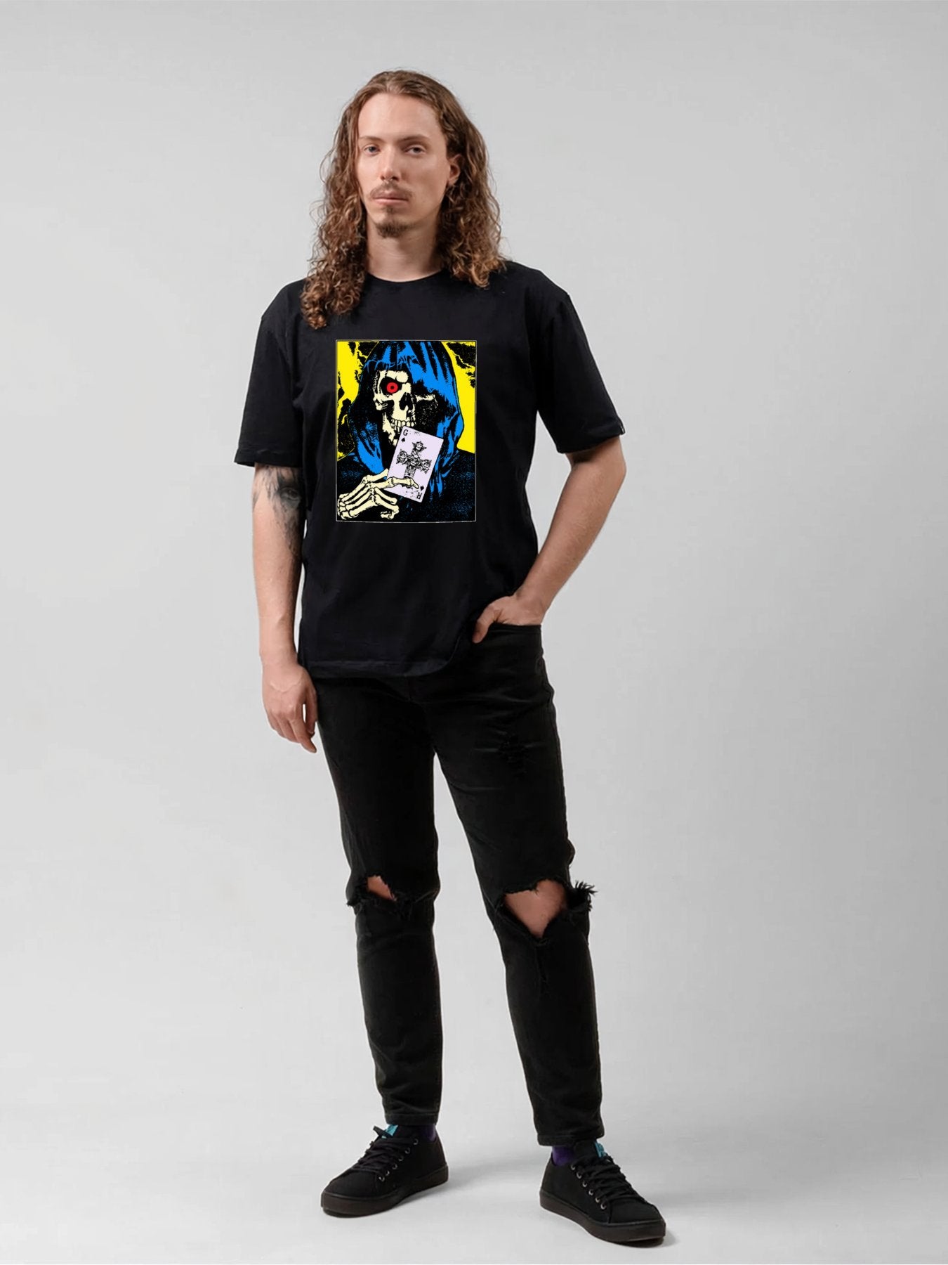 Grim Reaper Playing Card Graphic T-Shirt