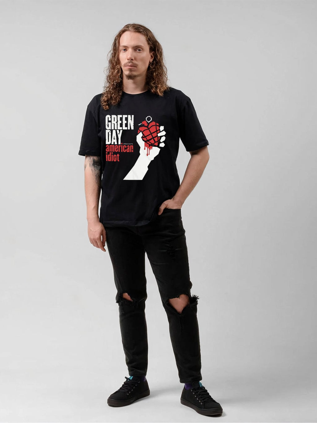 Green Day American Idiot Heart Grenade Graphic T-Shirt