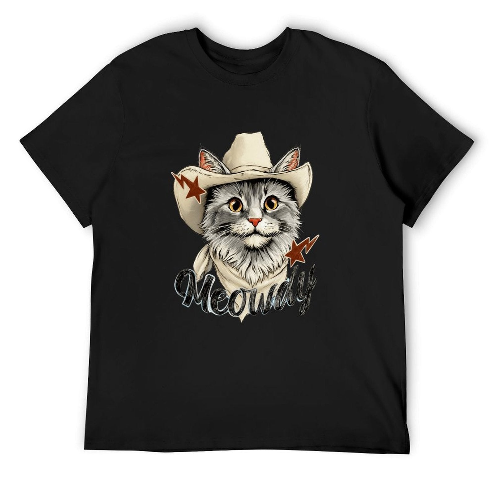 Meowdy Cowboy Cat Graphic Black T-Shirt Main image