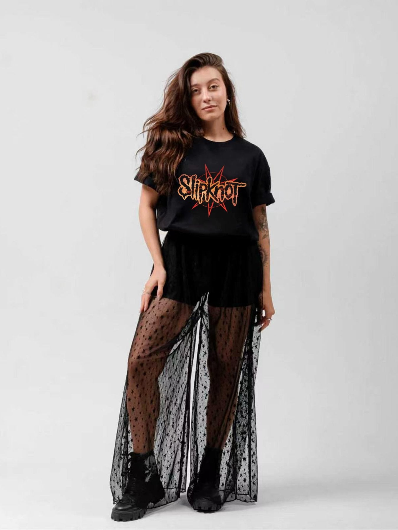 Slipknot Orange Logo Star Graphic T-Shirt