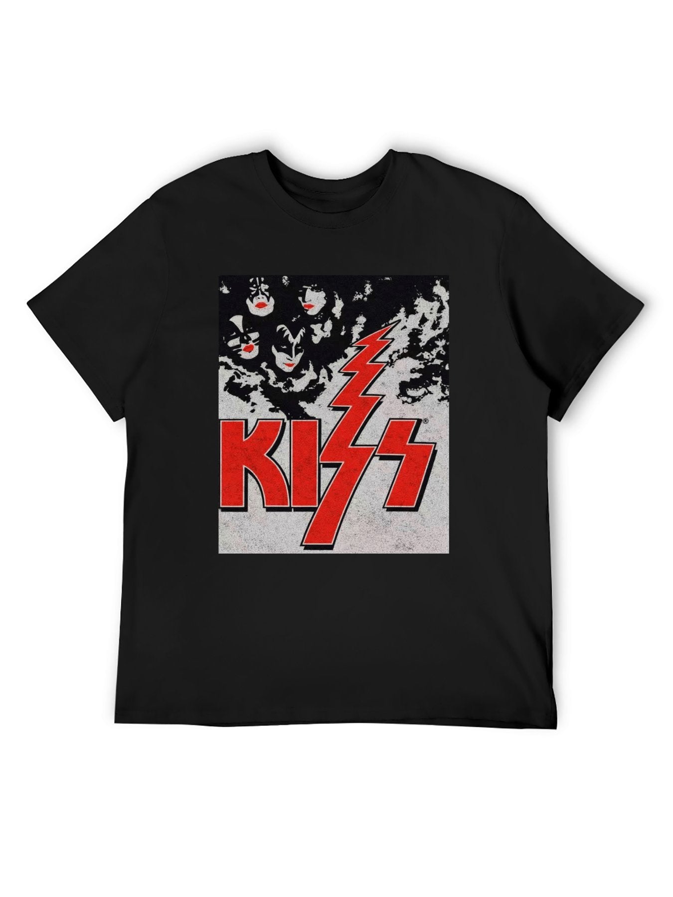 KISS Classic Faces Lightning Logo Graphic T-Shirt
