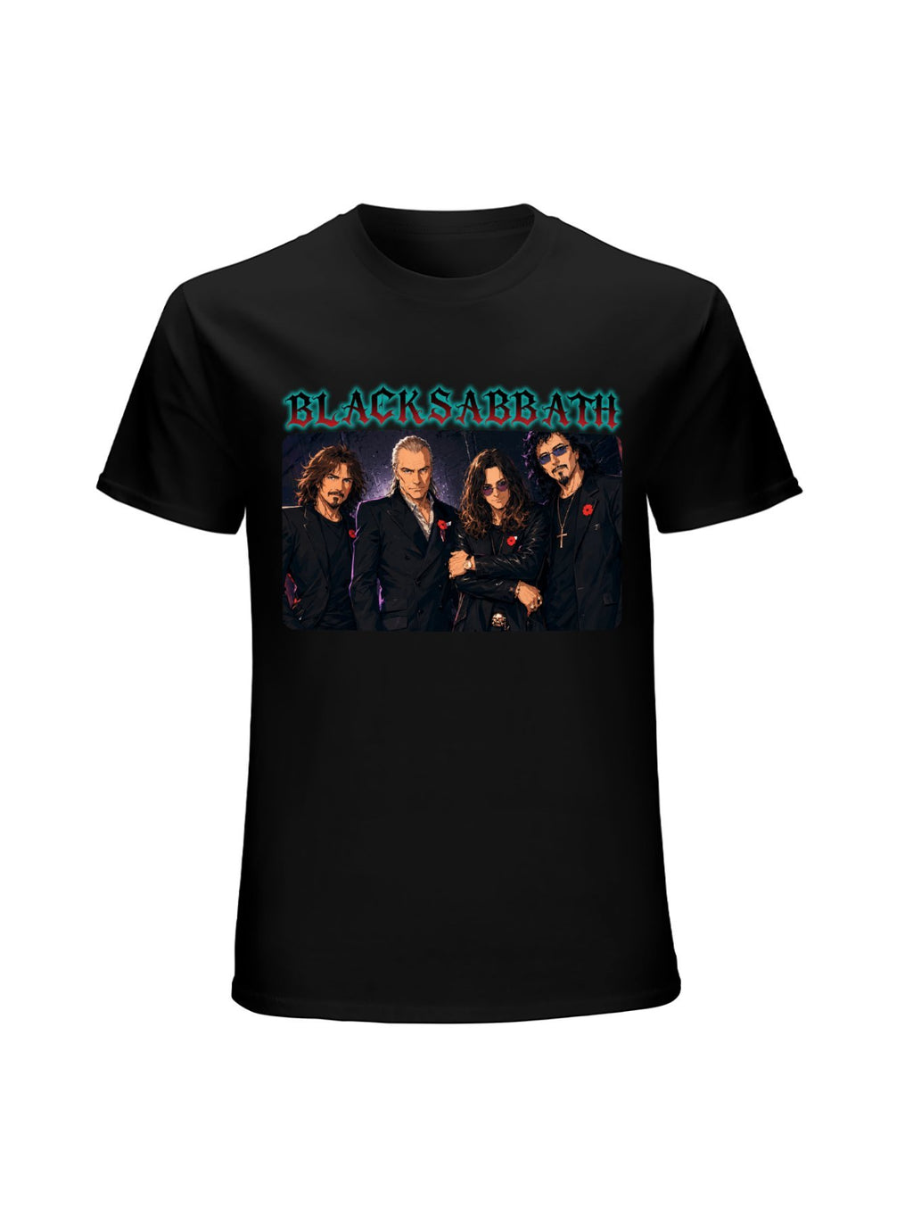 Black Sabbath Illustrated Band Portrait Graphic T-Shirt