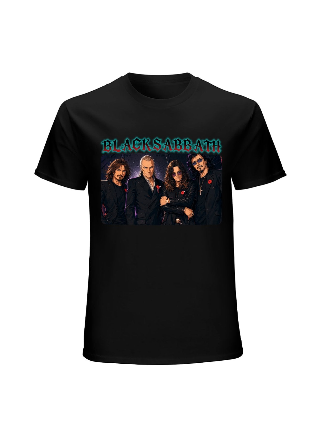 Black Sabbath Illustrated Band Portrait Graphic T-Shirt