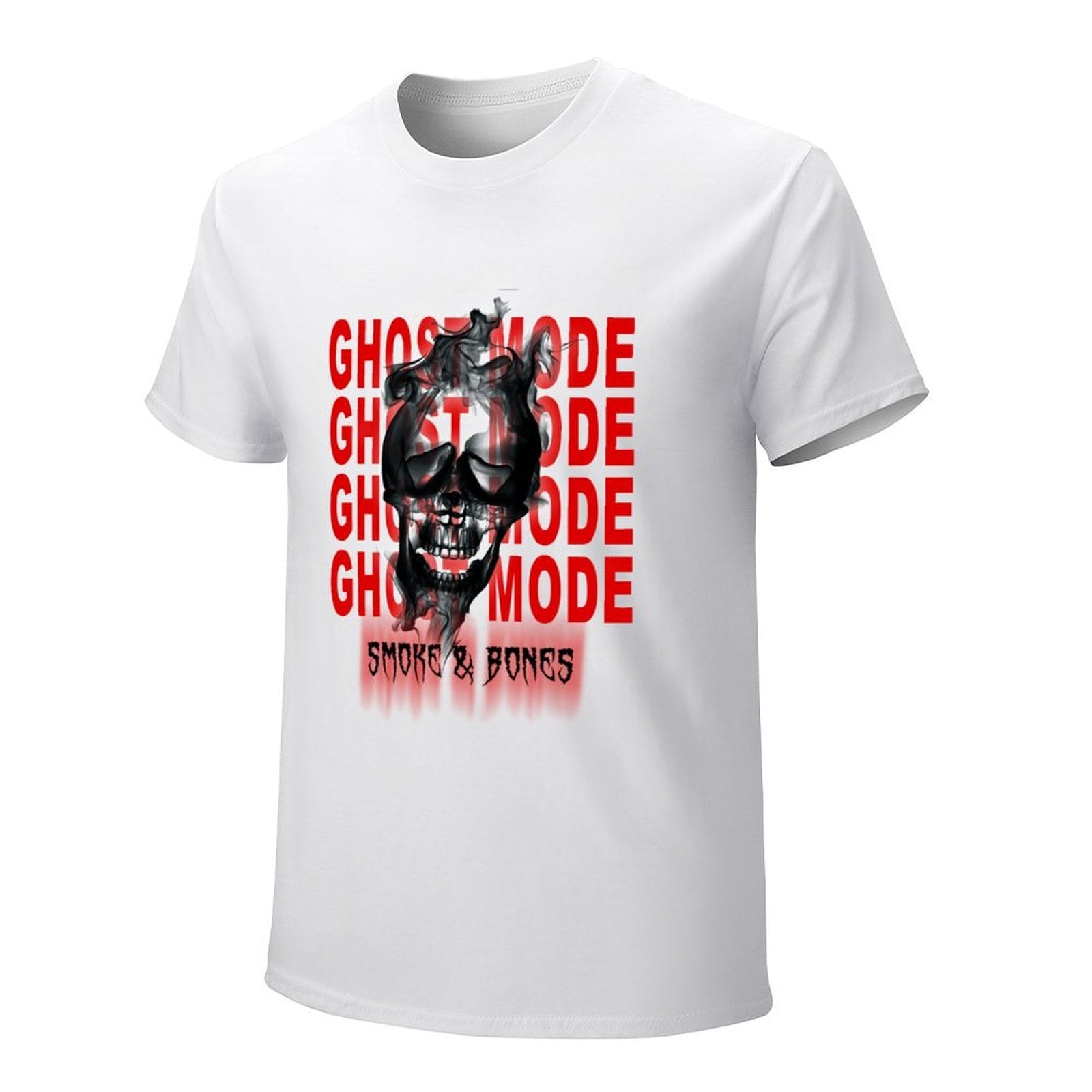 Ghost Mode Smoke and Bones Graphic White T-Shirt