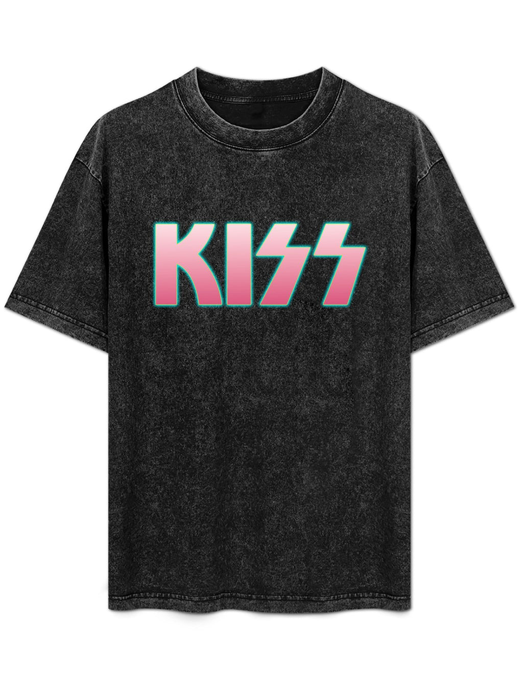 Vintage Washed KISS Pink Gradient Logo Graphic T-Shirt