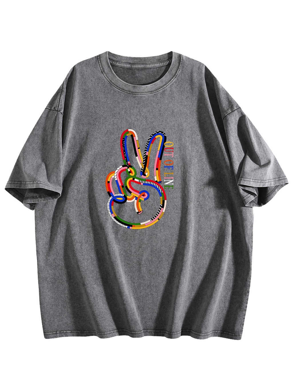 Out of Line Peace Hand Graphic Washed T-Shirt