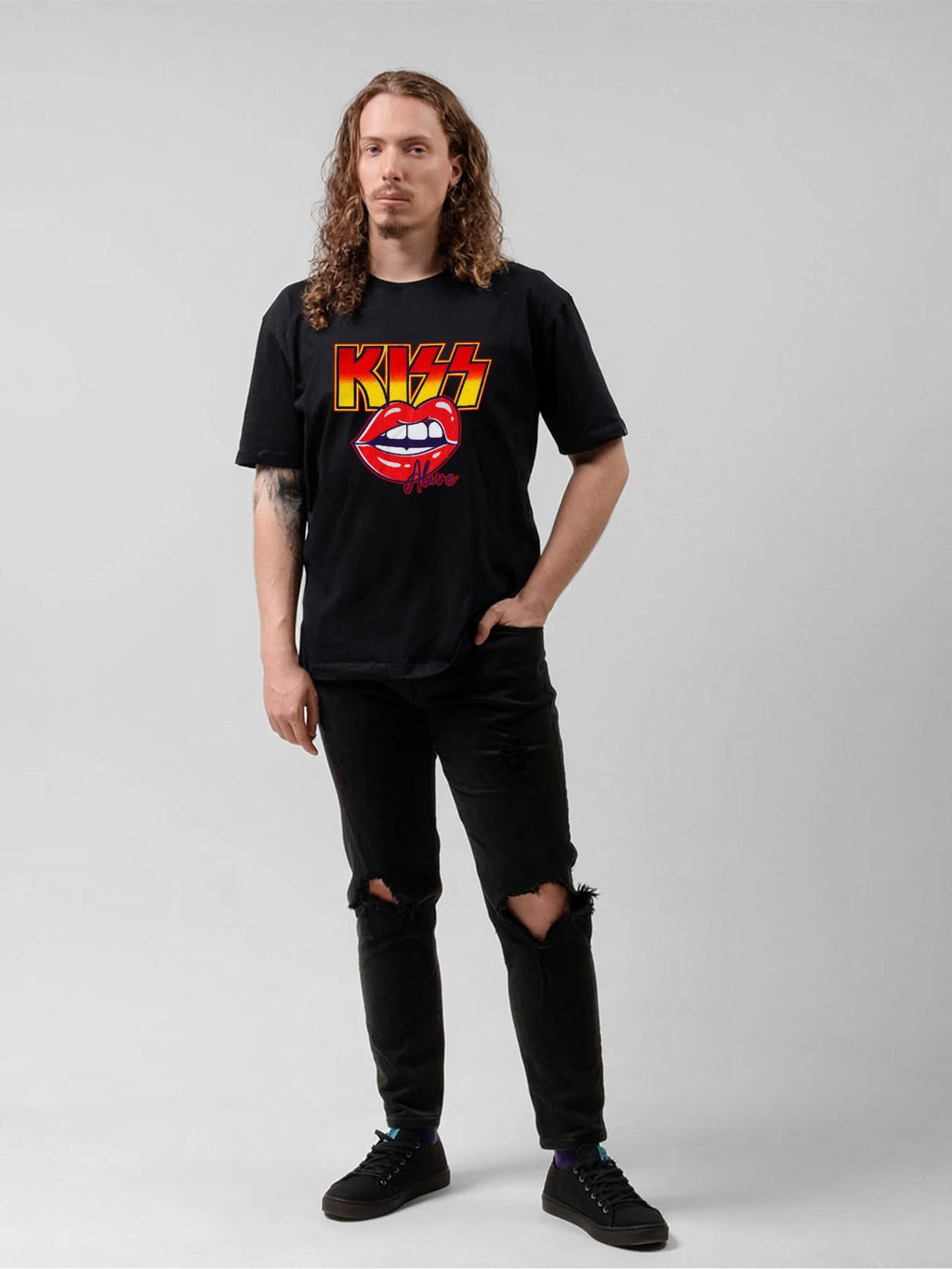 KISS Alive Red Lips Logo Graphic T-Shirt