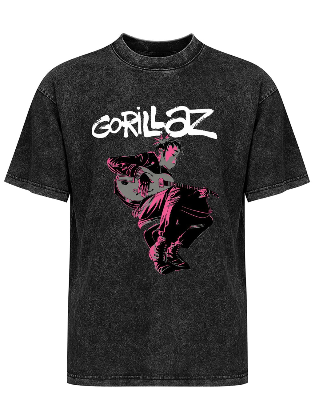 Vintage Washed Gorillaz Pink Guitarist Graphic T-Shirt