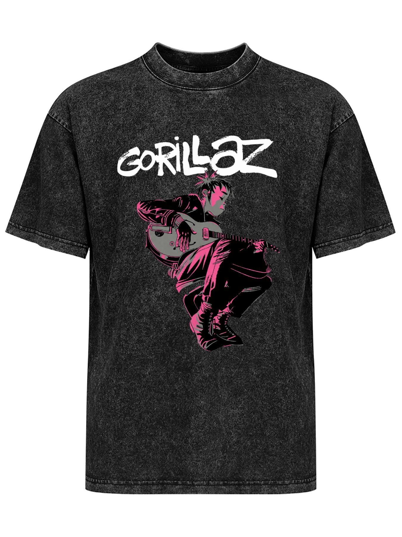 Vintage Washed Gorillaz Pink Guitarist Graphic T-Shirt