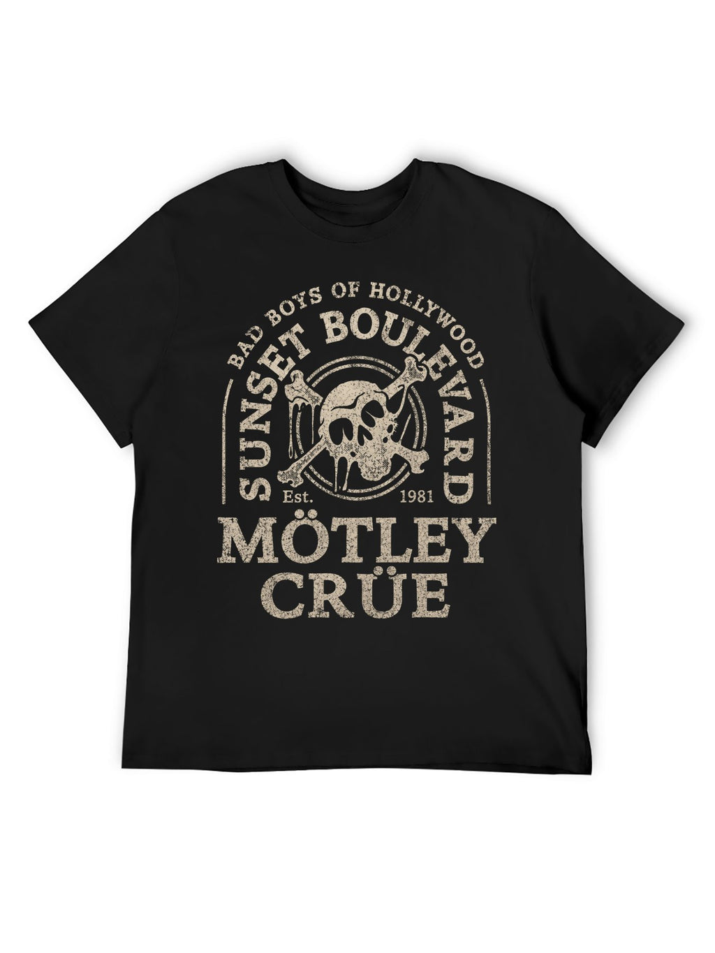 Mötley Crüe Sunset Boulevard Skull Graphic T-Shirt