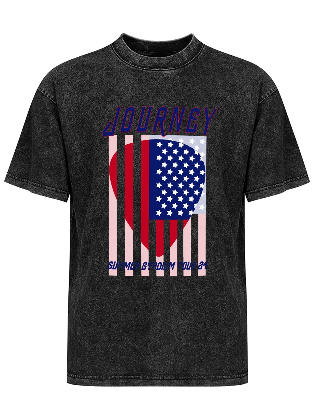 Journey Summer Stadium Tour 2024 American Flag Graphic T-Shirt