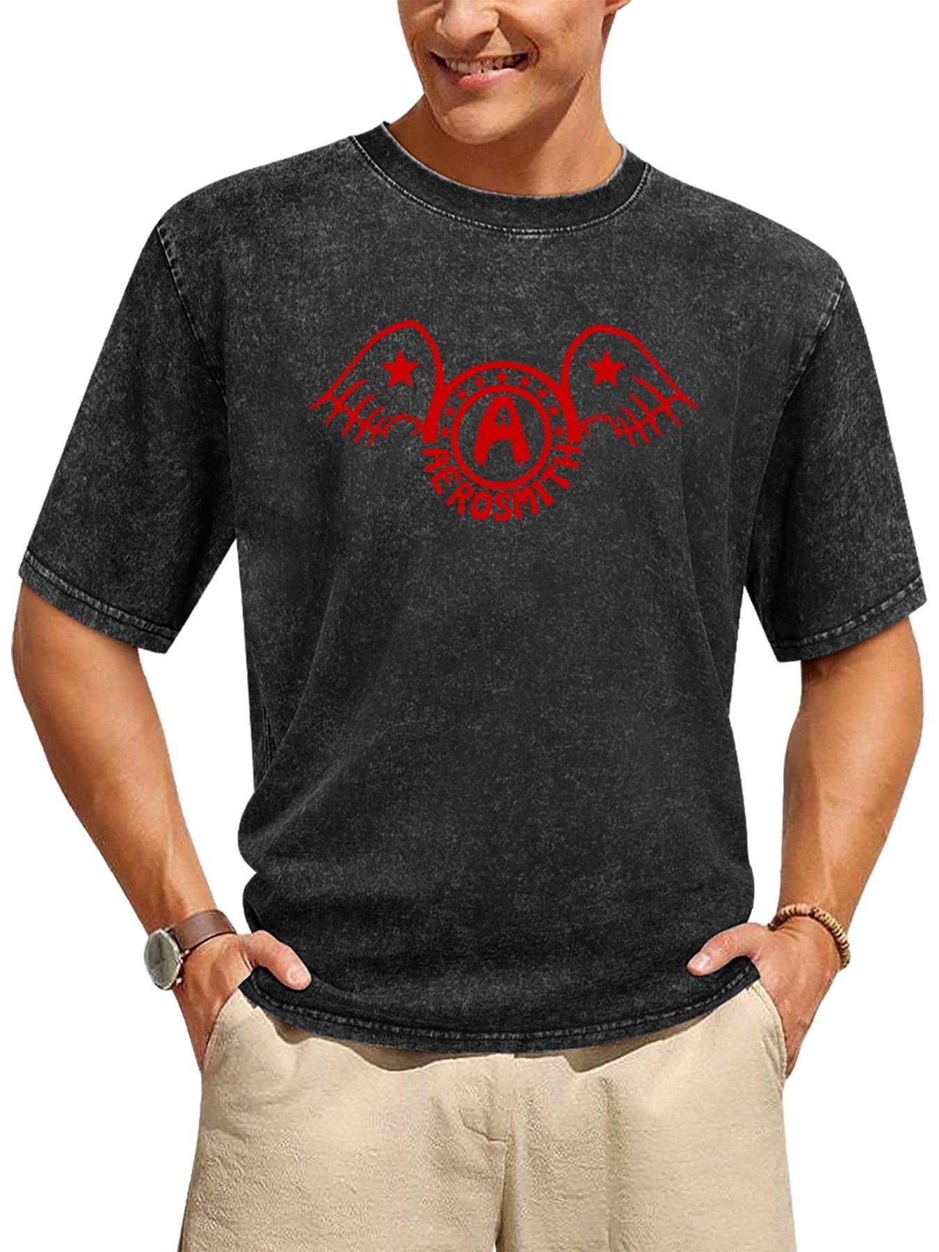 Aerosmith Red Star Wing Logo Graphic T-Shirt Secondary image