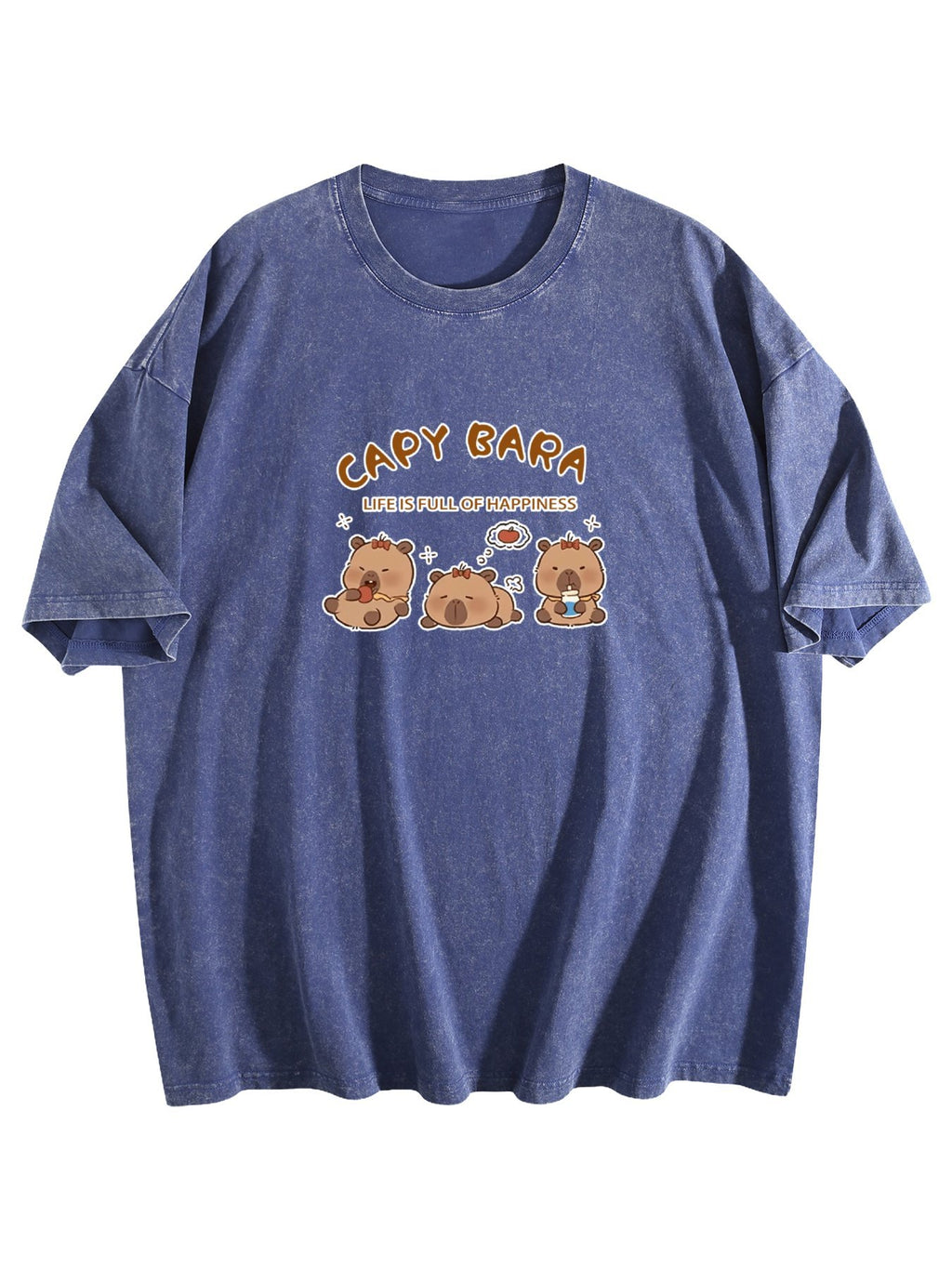 Capy Bara Happiness Graphic Washed T-Shirt