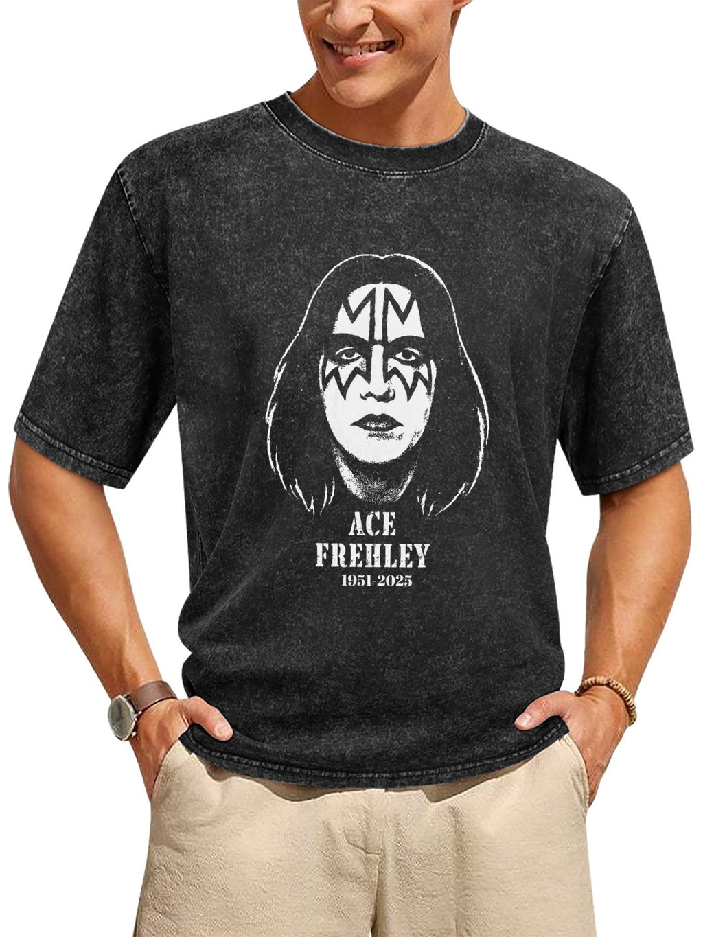 Ace Frehley Memorial Portrait Graphic T-Shirt