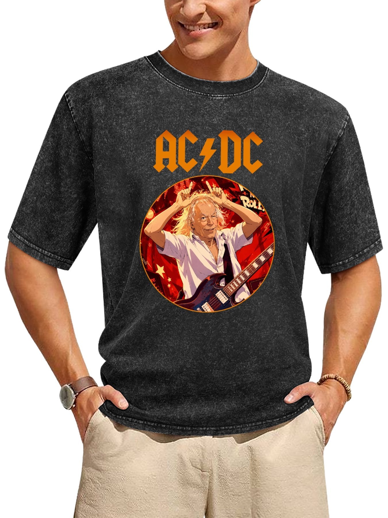 AC/DC Vintage Rock Guitarist Graphic T-Shirt Secondary image