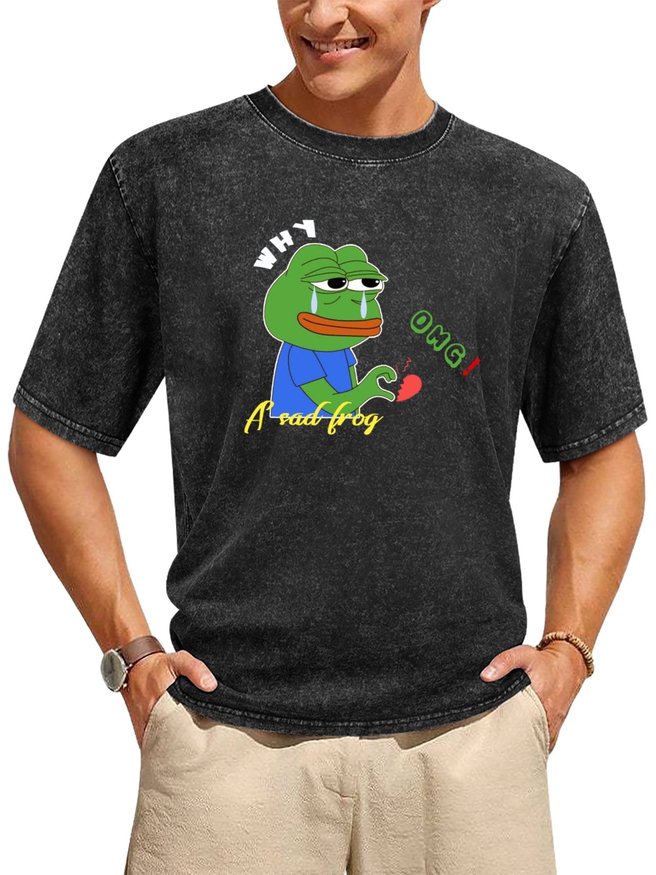 Sad Frog Broken Heart Vintage Washed T-Shirt