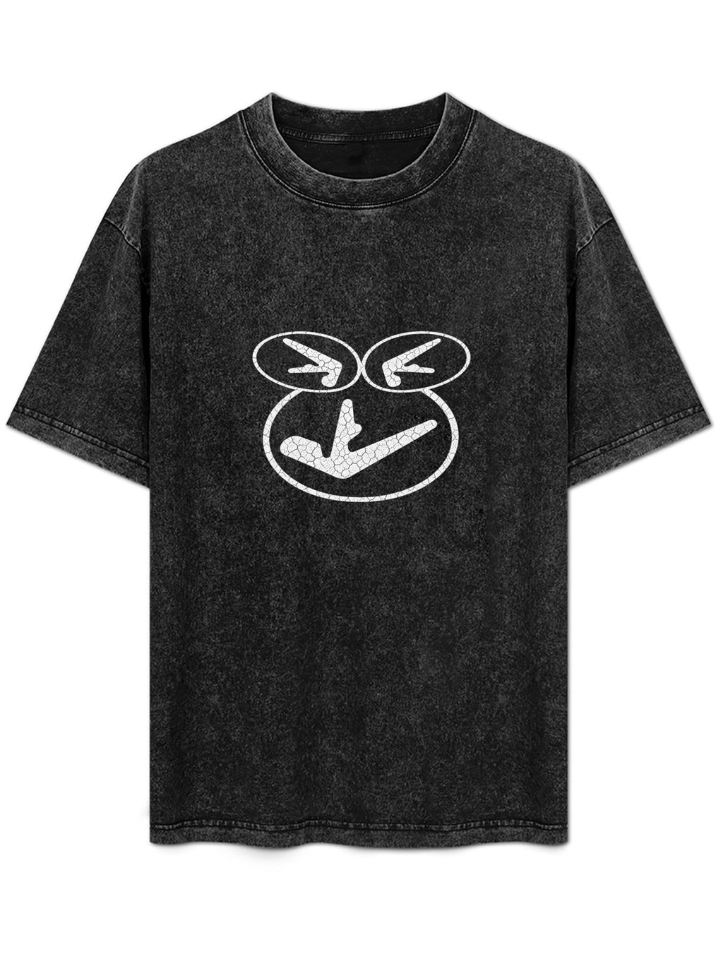 Abstract Smiley Washed Graphic T-Shirt