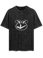 Abstract Smiley Washed Graphic T-Shirt