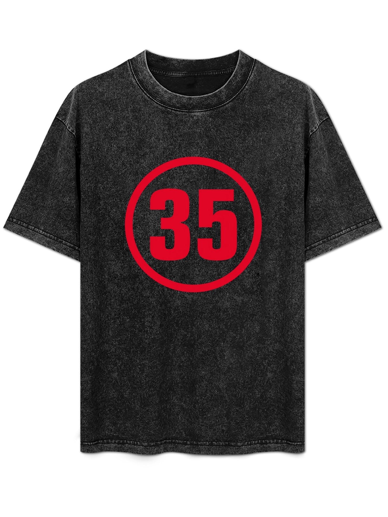 Red 35 Circle Number Graphic T-Shirt