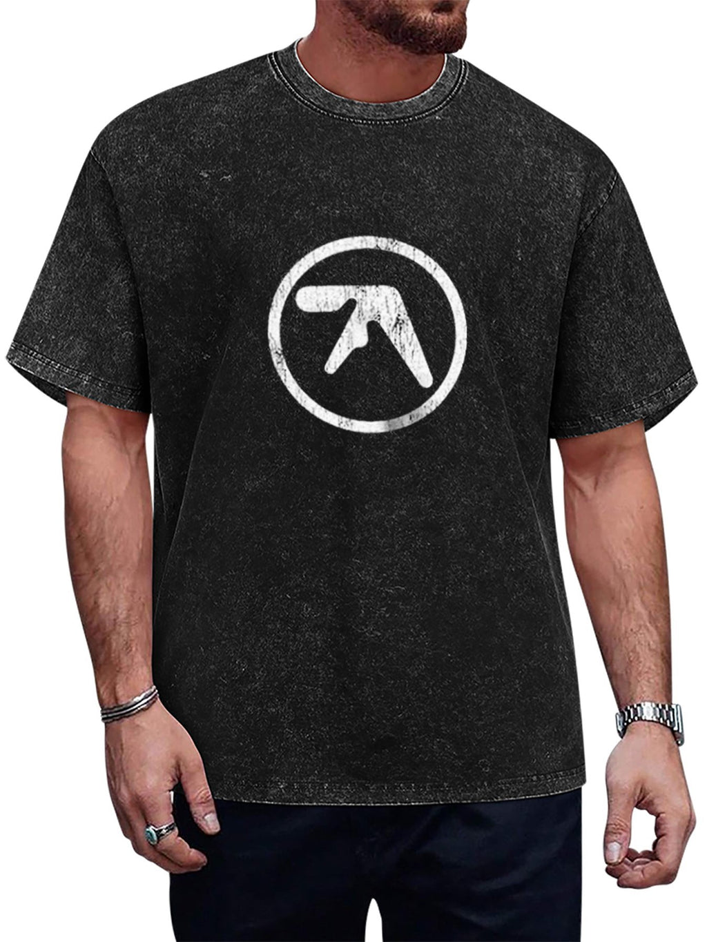 Abstract Circle Logo Graphic Washed T-Shirt