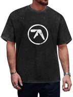 Abstract Circle Logo Graphic Washed T-Shirt