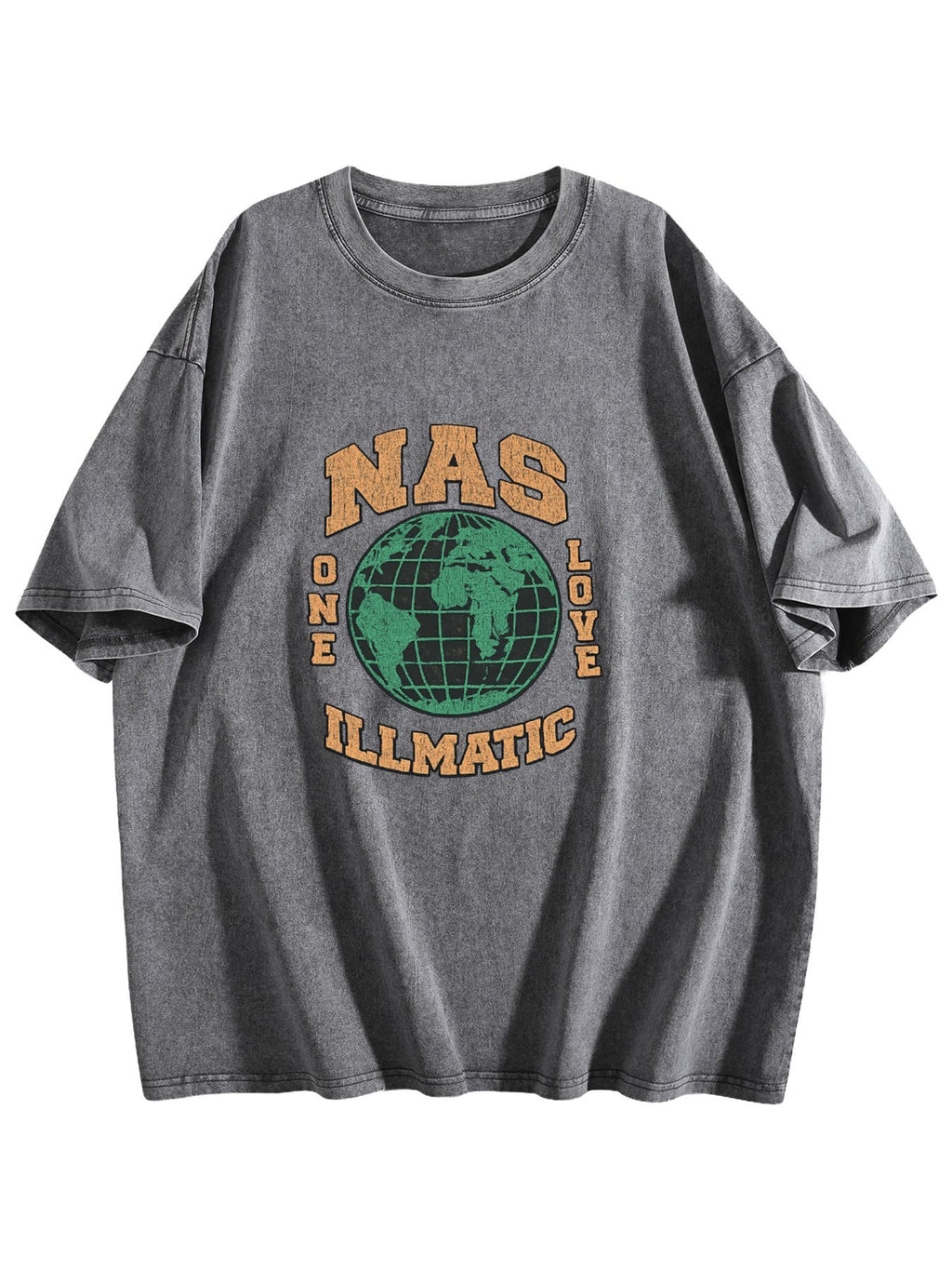 Nas One Love Illmatic Globe Graphic Washed T-Shirt