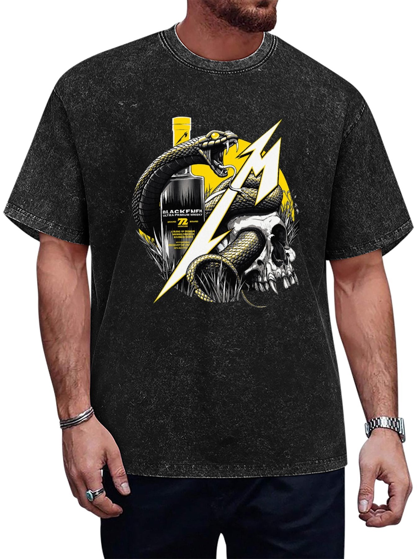 Metallica Blackened Snake and Skull Graphic T-Shirt Main image